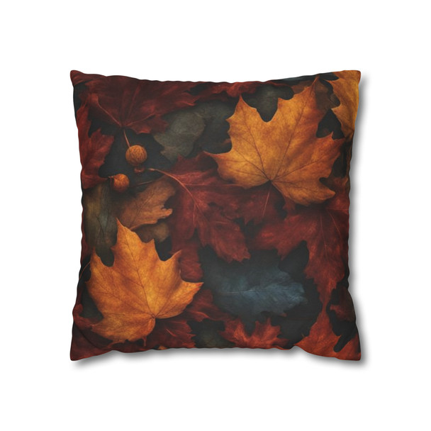 Pillow Case Autumn Leaves Spun Polyester Square Throw Pillow Case hidden zipper cover fall thanksgiving 