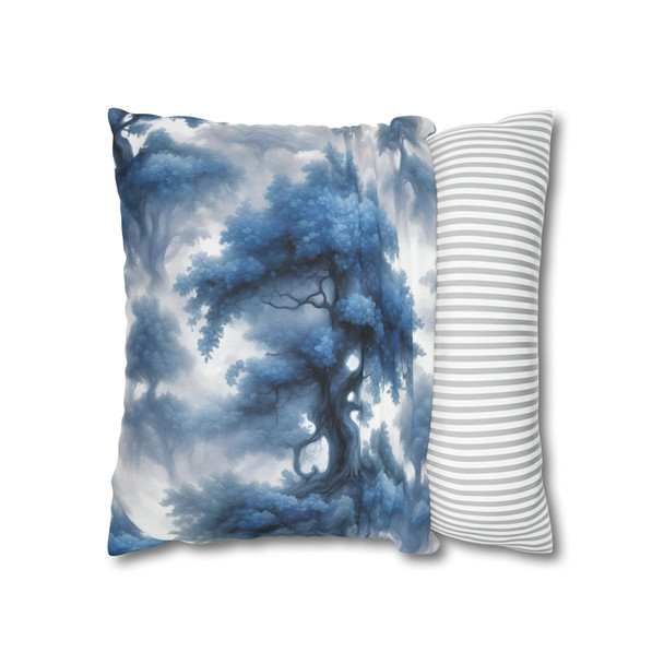 Pillow Case Blue Fantasy Toile Spun Polyester Square Pillow Cover with hidden zipper couch sofa bed blue white living room