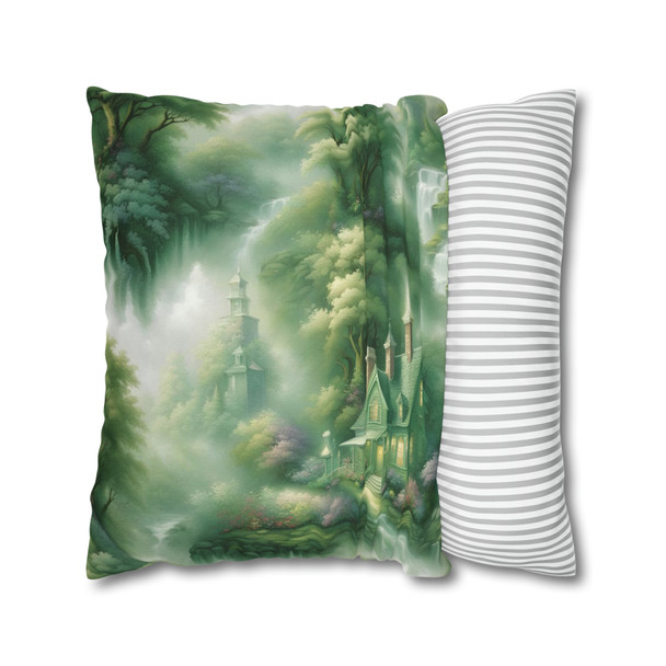 Pillow Case "Green Toile" Spun Polyester Square Throw Pillow Cover decorative sofa couch bed living room pillows washable concealed zipper