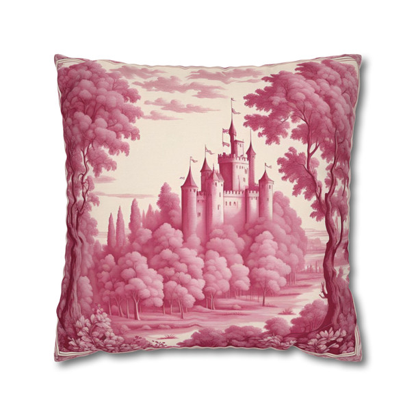 Pillow Case "Claret and Cream" Old World Tapestry Style Spun Polyester Square Throw Pillow Cover zippered decorative sofa couch bedroom bed