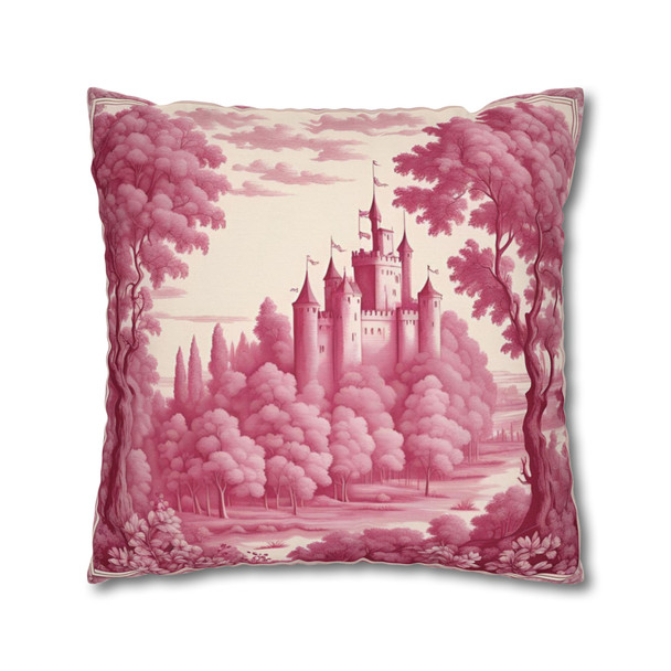 Pillow Case "Claret and Cream" Old World Tapestry Style Spun Polyester Square Throw Pillow Cover zippered decorative sofa couch bedroom bed