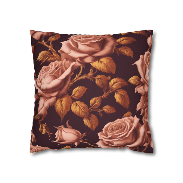 Pillow Case "Rose Gold" Spun Polyester Square Accent Throw Pillow Cover zippered washable sofa couch bed pink black living room decor