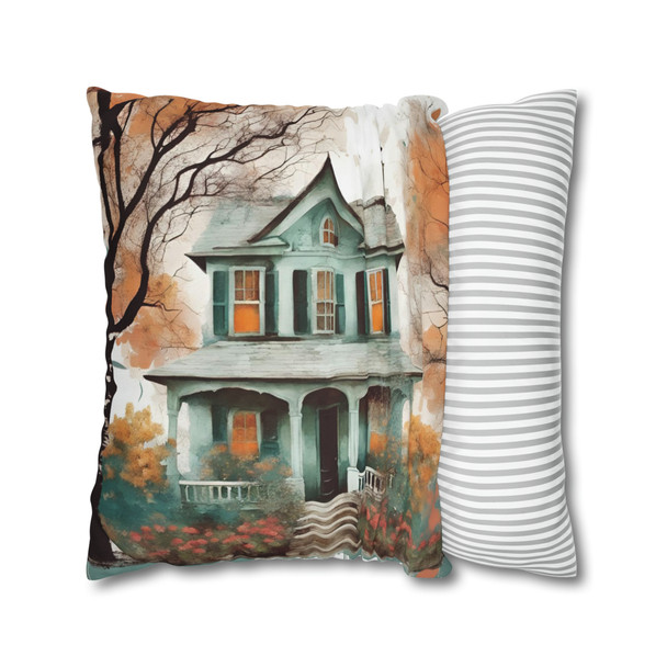 Pillow Case "Wet on the Easel" Watercolor Style Polyester Decorative Square Throw Pillow Cover zippered sofa couch bed teal orange white