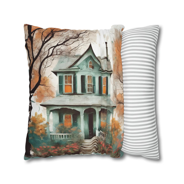 Pillow Case "Wet on the Easel" Watercolor Style Polyester Decorative Square Throw Pillow Cover zippered sofa couch bed teal orange white