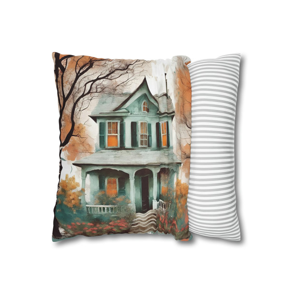 Pillow Case "Wet on the Easel" Watercolor Style Polyester Decorative Square Throw Pillow Cover zippered sofa couch bed teal orange white