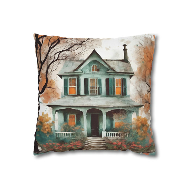 Pillow Case "Wet on the Easel" Watercolor Style Polyester Decorative Square Throw Pillow Cover zippered sofa couch bed teal orange white