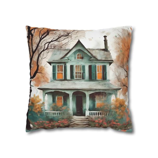 Pillow Case "Wet on the Easel" Watercolor Style Polyester Decorative Square Throw Pillow Cover zippered sofa couch bed teal orange white