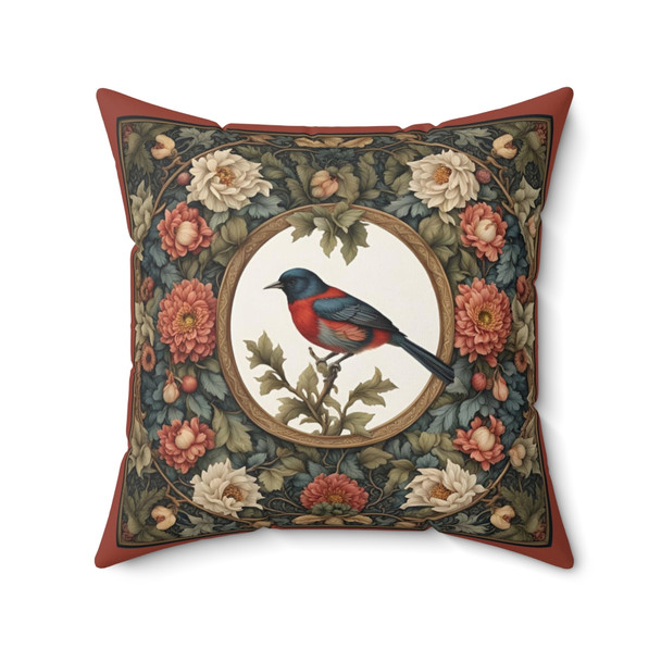 Songbird Throw Pillow| William Morris Inspired| Cottagecore | Living Room, Bedroom, Dorm Room