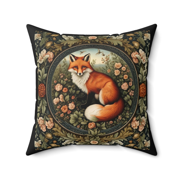 Fox Throw Pillow| William Morris Inspired| Cottagecore | Living Room, Bedroom, Dorm Room