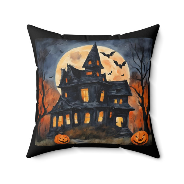 Halloween Haunted House Throw Pillow