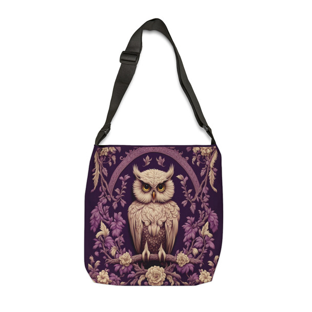 Purple Owl Floral Tote | William Morris Inspired| Adjustable Tote Bag| Two Sizes 16 inch or 18 inch