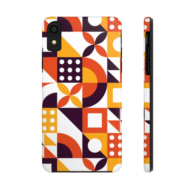Retro Geometric Pattern Tough Phone Case for iPhone in 21 different sizes. Compatible with iPhone 7, 8, X, 11, 12, 13, 14 and more.