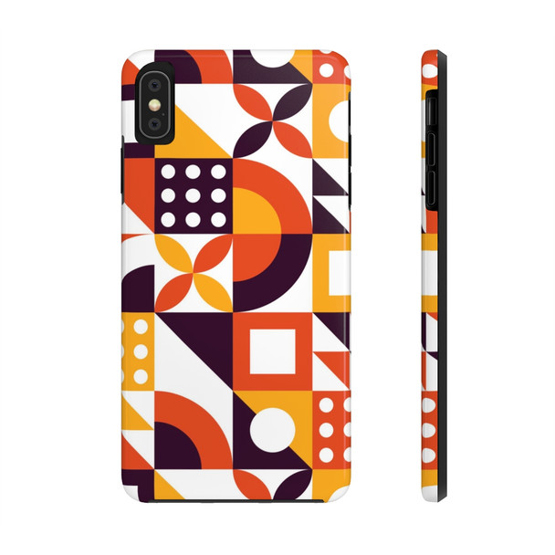 Retro Geometric Pattern Tough Phone Case for iPhone in 21 different sizes. Compatible with iPhone 7, 8, X, 11, 12, 13, 14 and more.