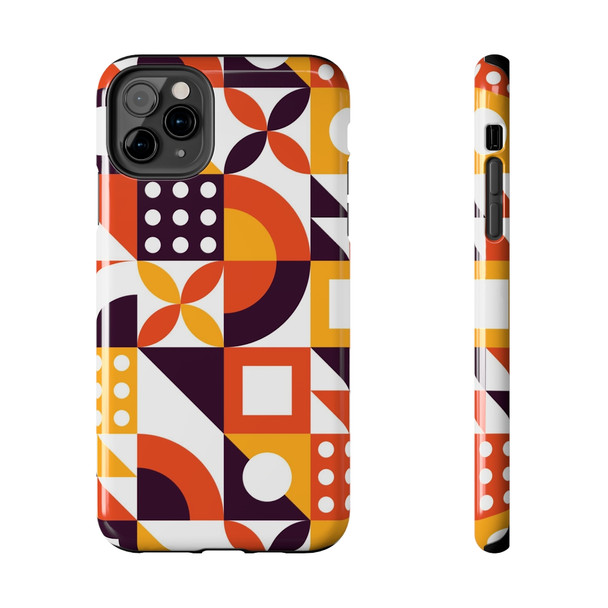 Retro Geometric Pattern Tough Phone Case for iPhone in 21 different sizes. Compatible with iPhone 7, 8, X, 11, 12, 13, 14 and more.