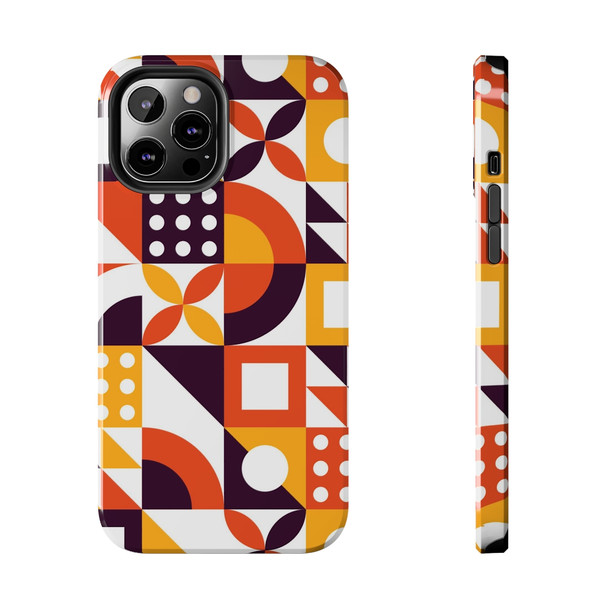 Retro Geometric Pattern Tough Phone Case for iPhone in 21 different sizes. Compatible with iPhone 7, 8, X, 11, 12, 13, 14 and more.