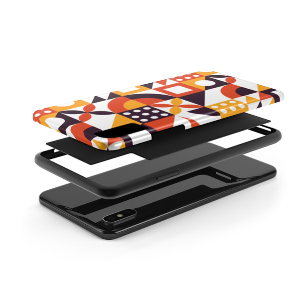 Retro Geometric Pattern Tough Phone Case for iPhone in 21 different sizes. Compatible with iPhone 7, 8, X, 11, 12, 13, 14 and more.
