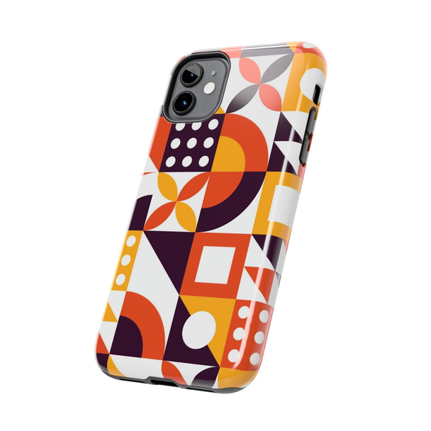 Retro Geometric Pattern Tough Phone Case for iPhone in 21 different sizes. Compatible with iPhone 7, 8, X, 11, 12, 13, 14 and more.