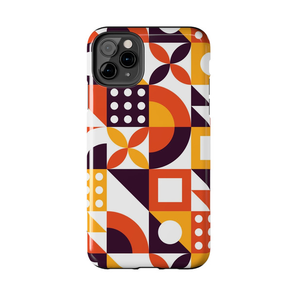 Retro Geometric Pattern Tough Phone Case for iPhone in 21 different sizes. Compatible with iPhone 7, 8, X, 11, 12, 13, 14 and more.