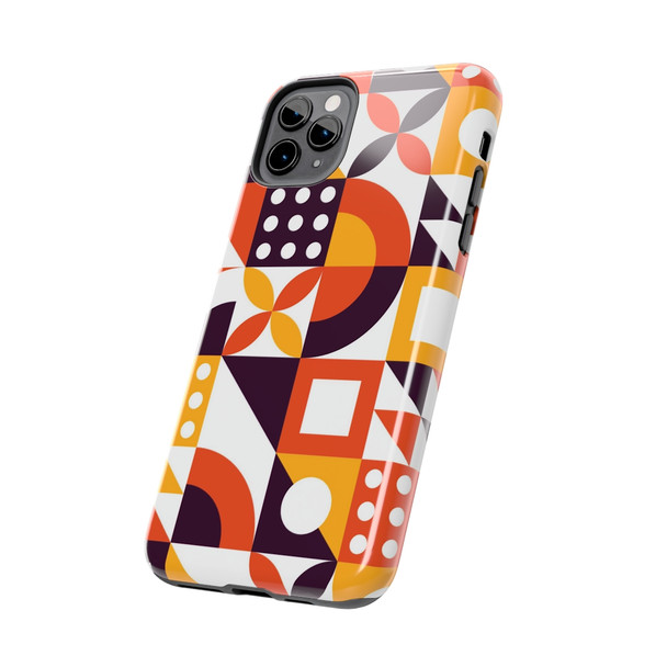 Retro Geometric Pattern Tough Phone Case for iPhone in 21 different sizes. Compatible with iPhone 7, 8, X, 11, 12, 13, 14 and more.