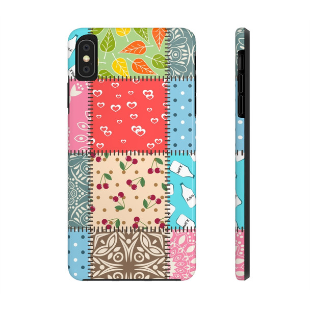 Patchwork Quilt Pattern Tough Phone Case for iPhone in 21 different sizes. Compatible with iPhone 7, 8, X, 11, 12, 13, 14 and more.