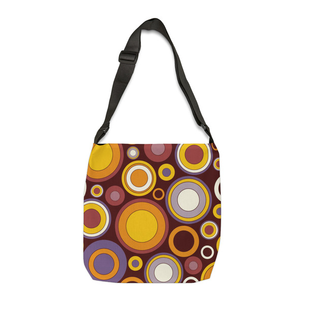 Retro Groovy Circle Pattern Design Tote | Adjustable Tote Bag|Two Sizes 16 inch or 18 inch