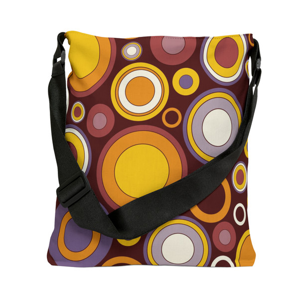 Retro Groovy Circle Pattern Design Tote | Adjustable Tote Bag|Two Sizes 16 inch or 18 inch