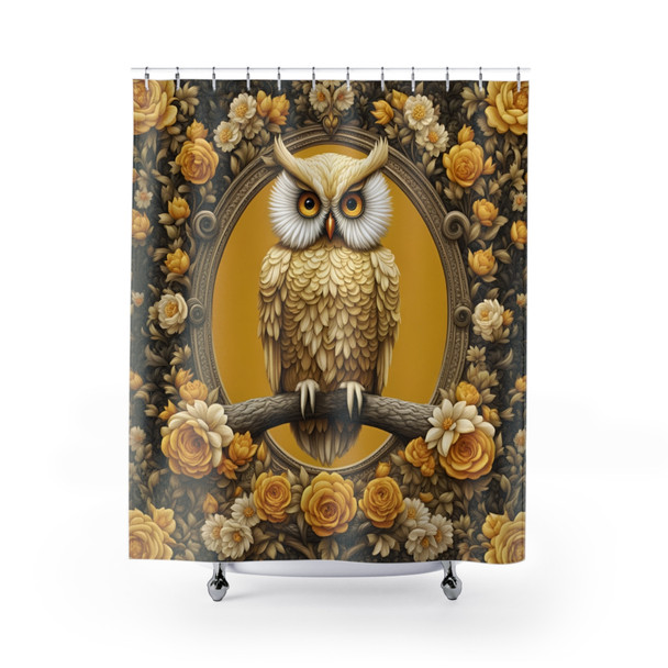 Yellow Owl Shower Curtain|  Polyester Shower Curtains