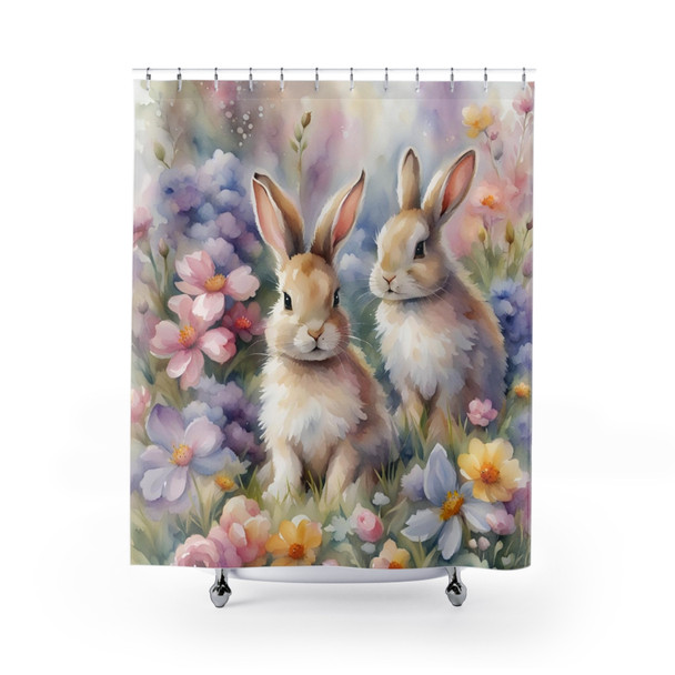 Spring Bunnies Design Shower Curtain | Polyester Shower Curtains