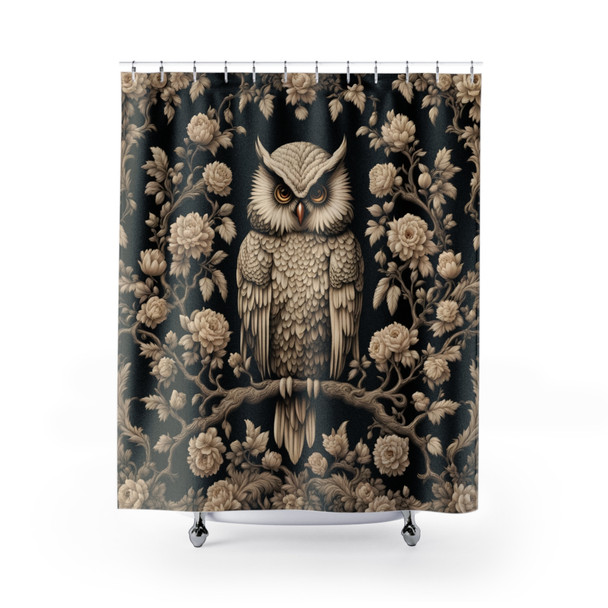 Black and Cream Owl Shower Curtain| Polyester Shower Curtains