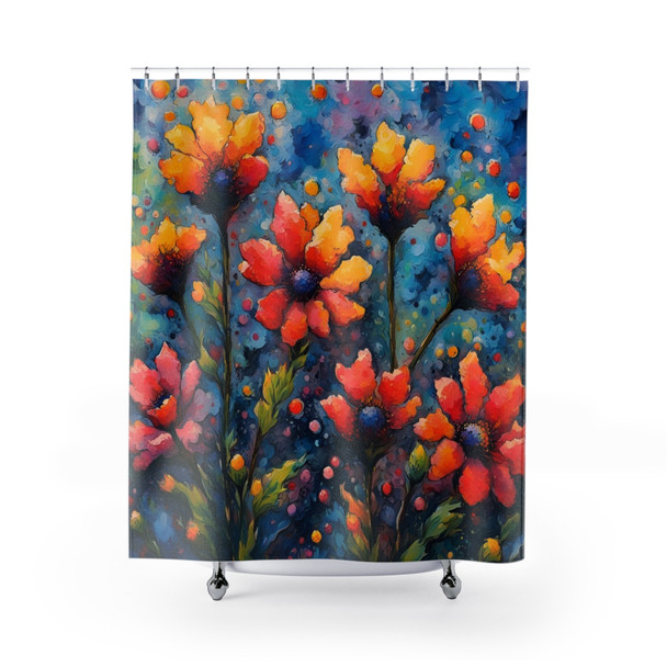 Floral Paint Splatter Shower Curtains