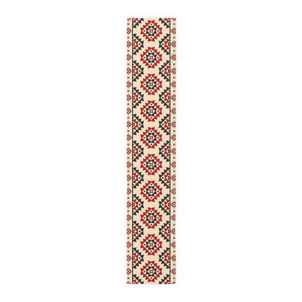 Geometric Pattern in Red, Black, and Cream Table Runner (Cotton, Poly)