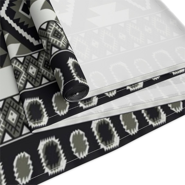 Geometric Pattern in Black and White Table Runner (Cotton, Poly)