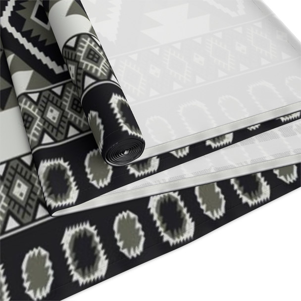 Geometric Pattern in Black and White Table Runner (Cotton, Poly)