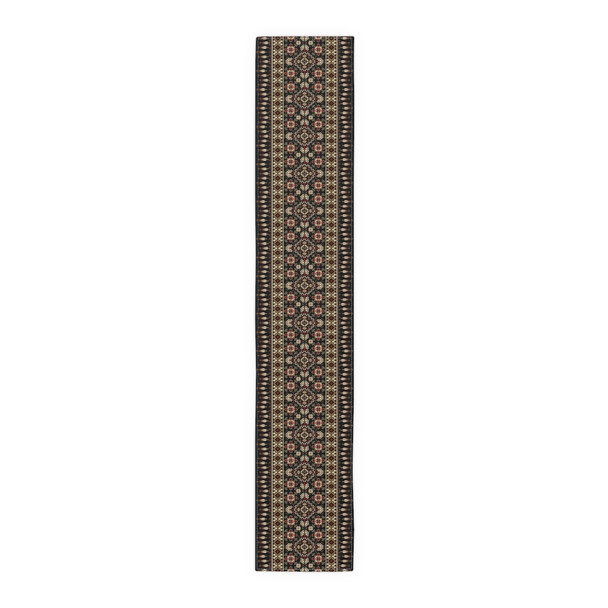 Oriental Pattern in Black, Red, and Gold Table Runner (Cotton, Poly)