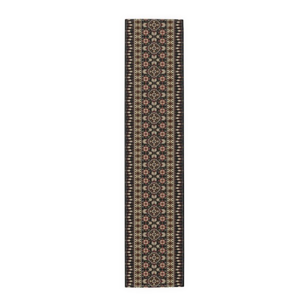 Oriental Pattern in Black, Red, and Gold Table Runner (Cotton, Poly)