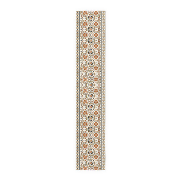 Oriental Pattern in Orange and Cream Table Runner (Cotton, Poly)
