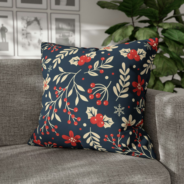 Winter Berries Throw Pillow Cover| Super Soft Polyester Accent Pillow