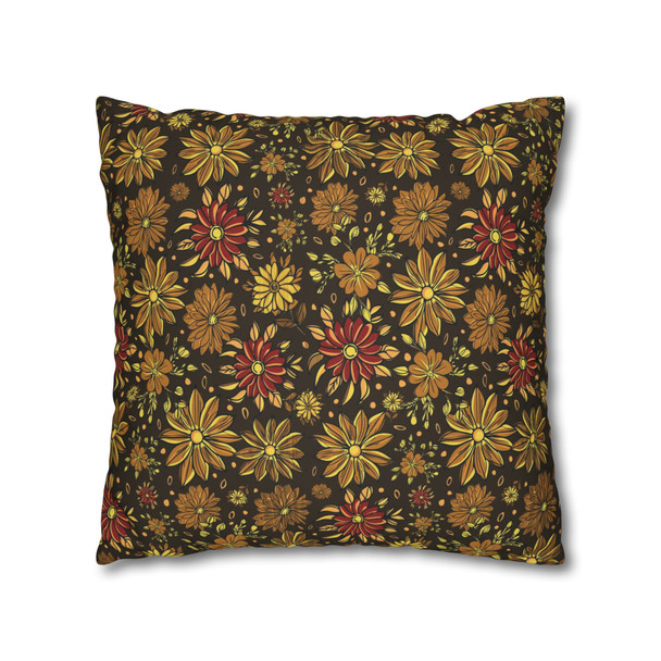 Brown Retro Floral Design Throw Pillow Cover| Retro Home Decor| Super Soft Polyester Accent| Unique Housewarming Gift