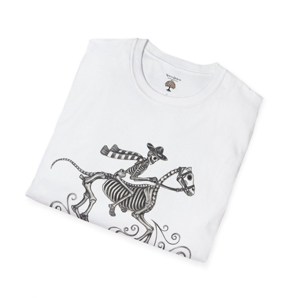Cowboy Day of the Dead Unisex Softstyle T-Shirt| Super Soft Gildan Shirt| Unique Gift| Day of the Dead Horse and Rider Shirt