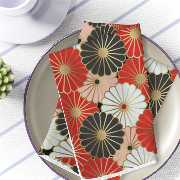 Oriental Floral Design Napkin Set