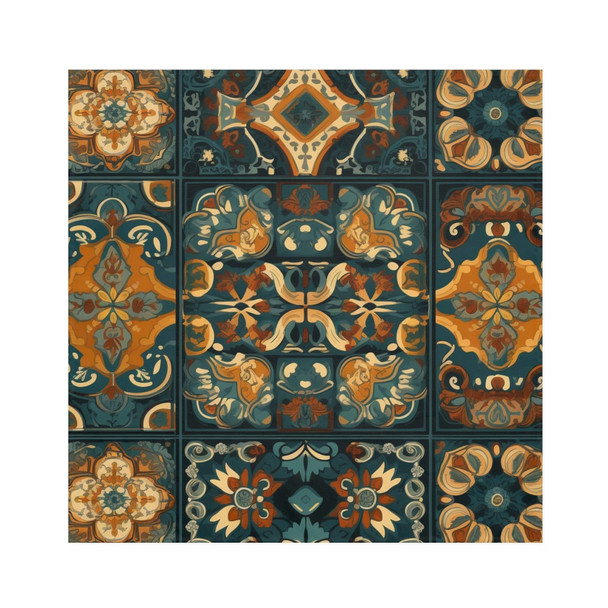 Vintage Tiling Pattern in Teal and Gold Design Napkin Set
