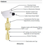 Adj Depth Insertion Magmeter, Brass, 10-48"