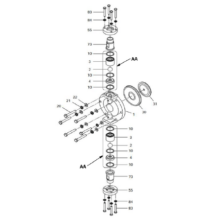 IX0128 Walchem BOLT, HEX HEAD, M8X58, 316SS