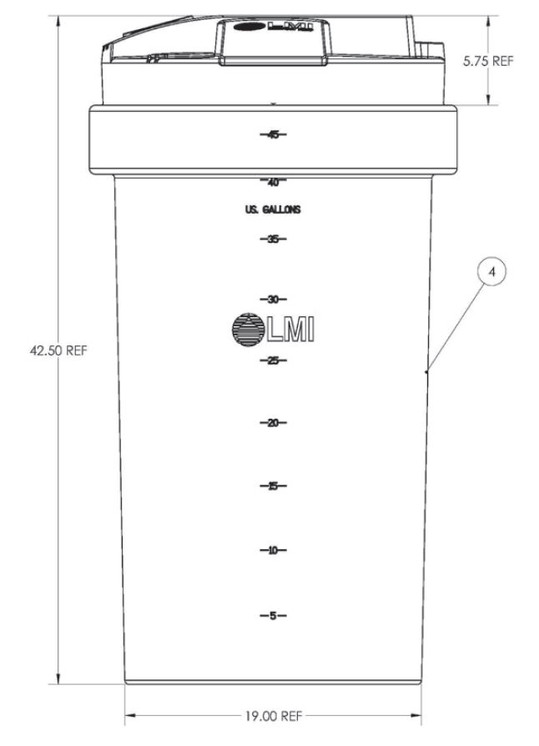 26350-1 LMI TANK WITH COVER, DRILLED HOLE FOR AGITATOR MOUNTING