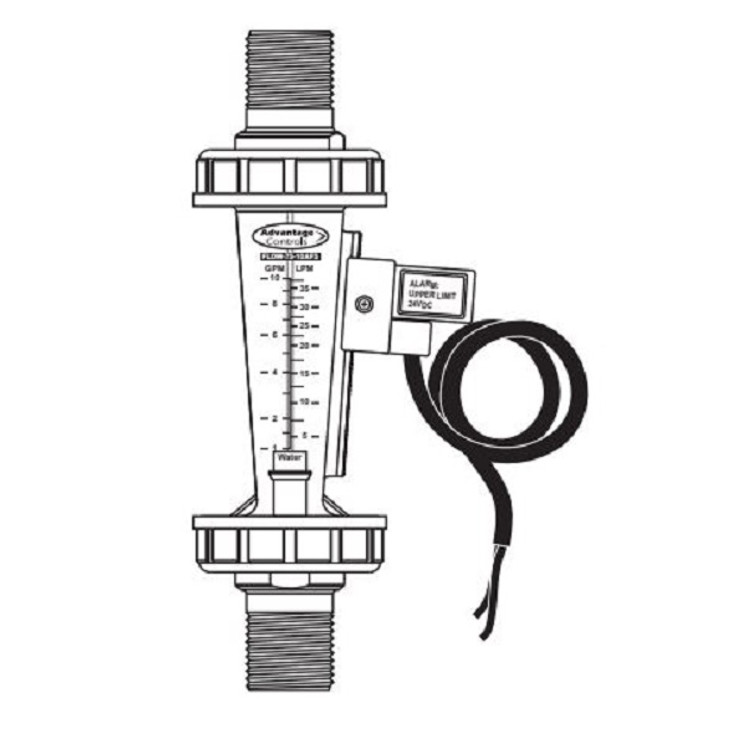 Advantage Controls Flow Indicator, ¾" MNPT, 9.5" long with brass fittings