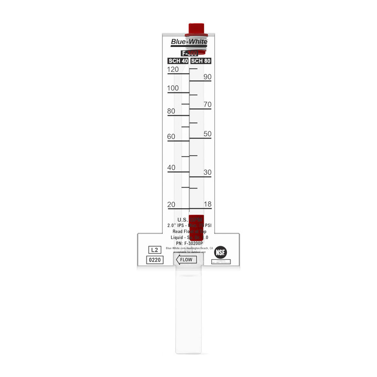 BW U-300 Pitot Tube Acrylic Flow Meter, upflow