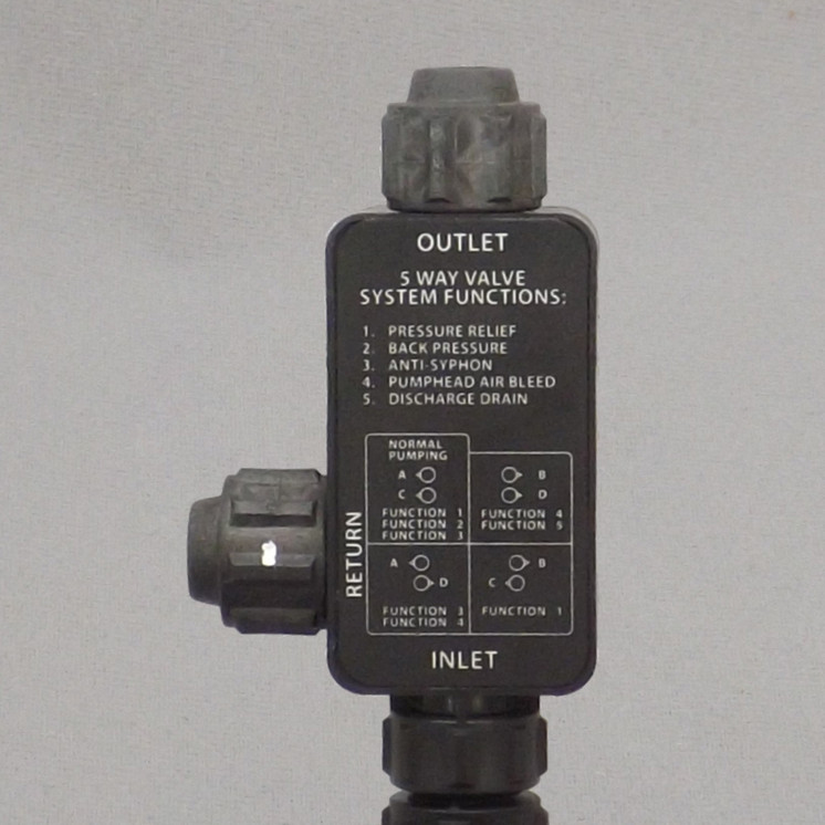 Pulsafeeder L380FT03-PVD Five Function Valve, 1/2" (1.27 cm) OD Tubing