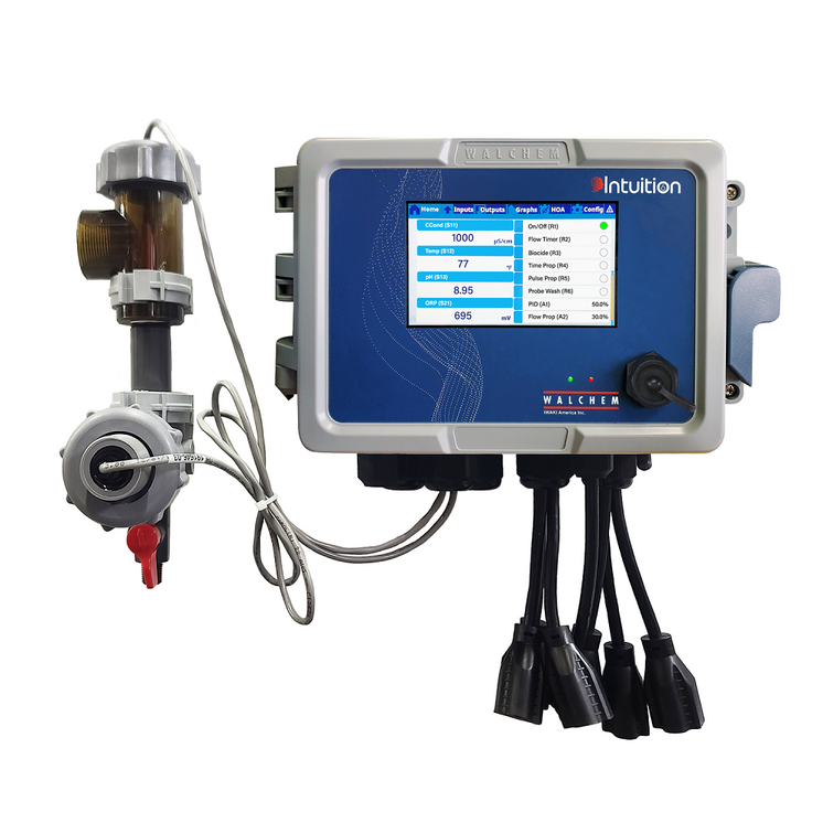 Walchem Intuition 6 Controller with Conductivity Sensor, Flat Surface pH Sensor, Flow Switch, Ethernet Port, 6 Powered Relays, USA Power Cord and Pigtails