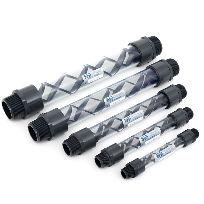 Koflo Static Mixer, 1" Clear PVC, 6 Elements, 11" Long