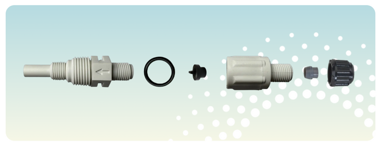 Stenner ULKMINJ Low Pressure Injection Back Check Valve with Viton / FKM  Duck Bill, 1/4" Tubing Connection.